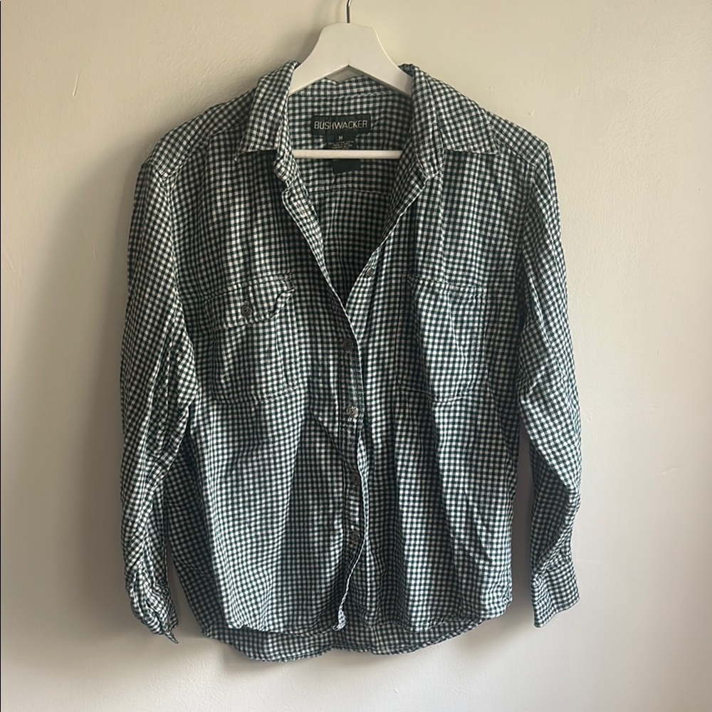 Black and White Button Down Shirt with Classic Collar size medium